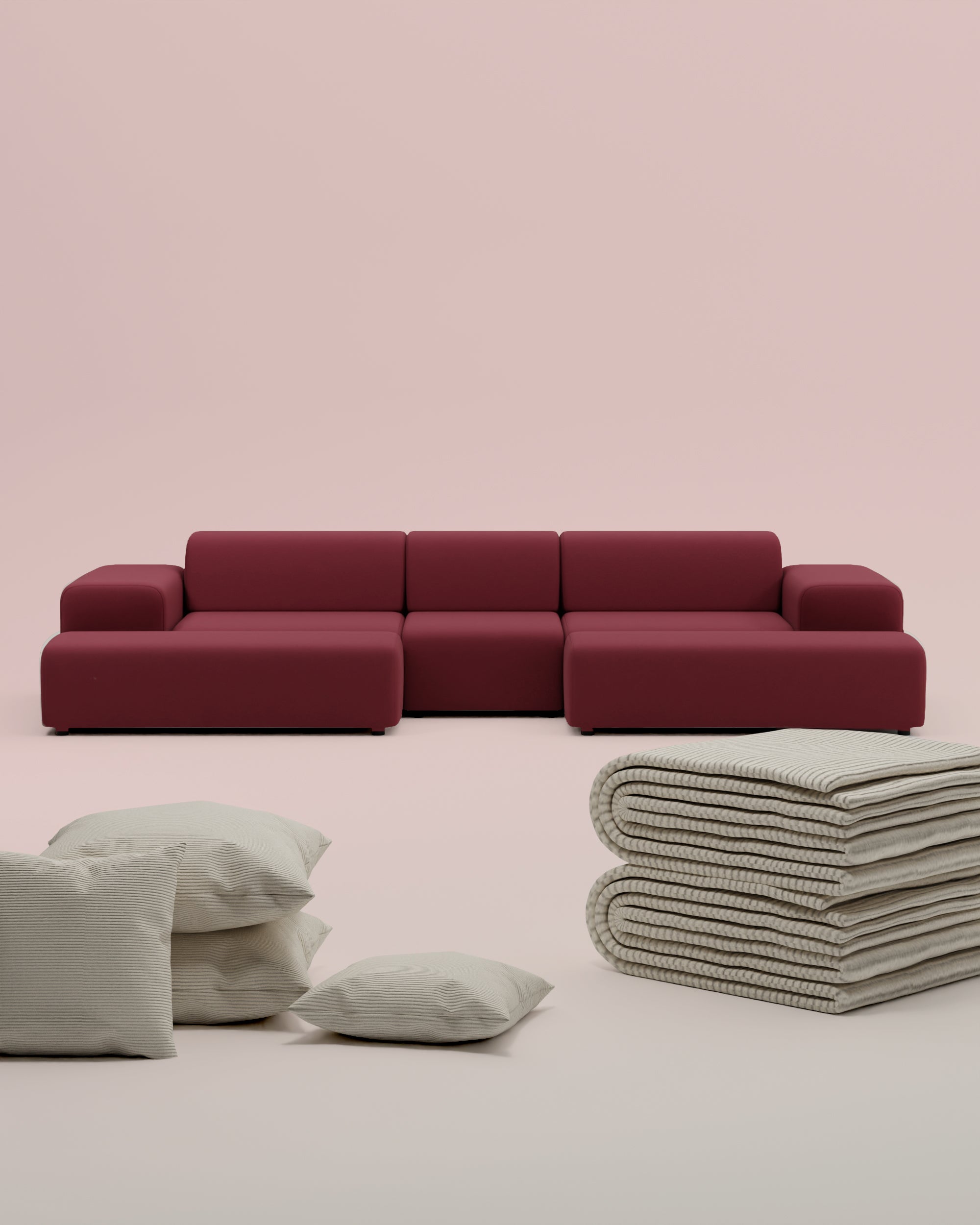 3 in 1 set Modulaire bank Nina in U-vorm / woonlandschap met slaapfunctie