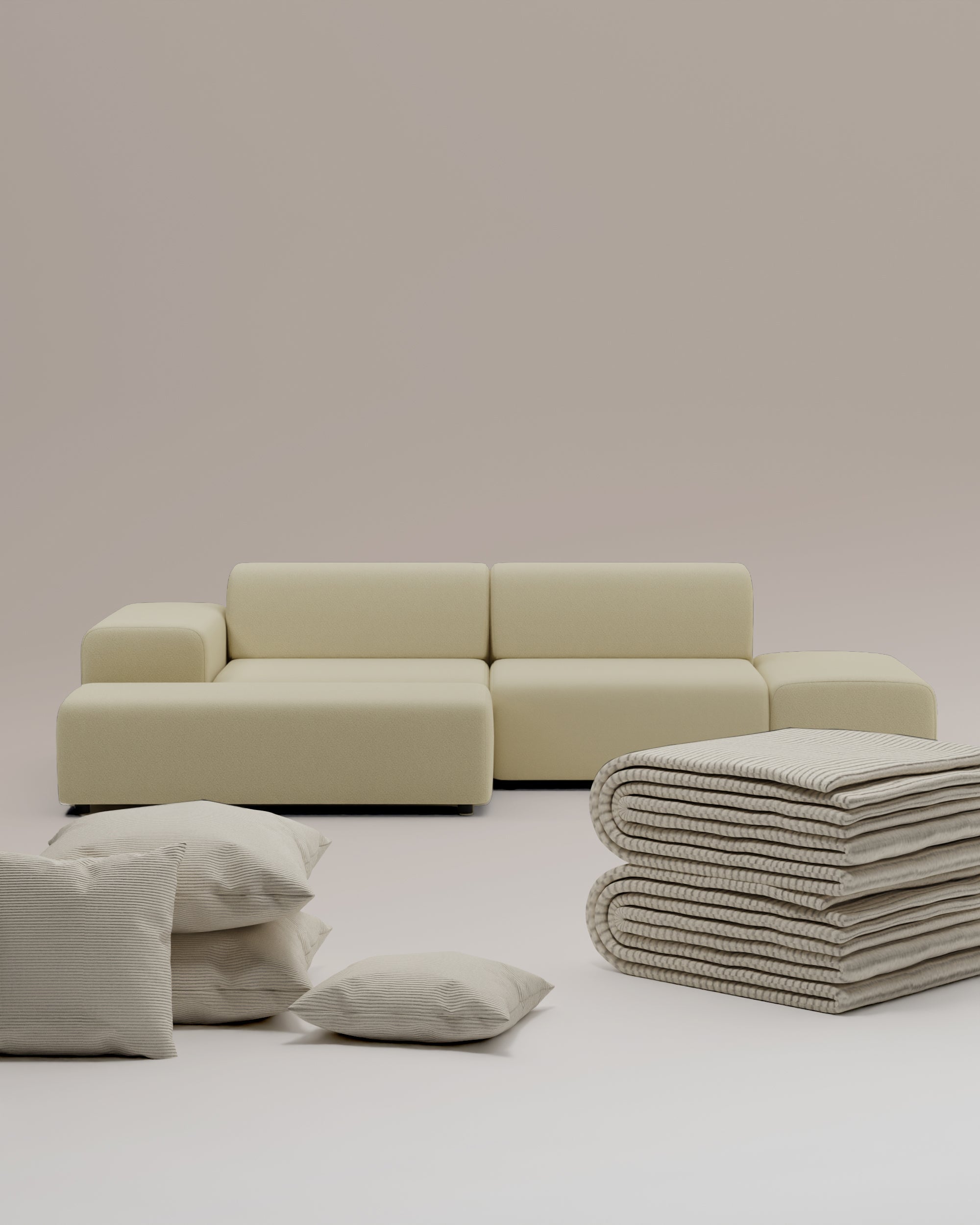 3 in 1 set Modulair hoekbank Nina 4-zits met slaapfunctie