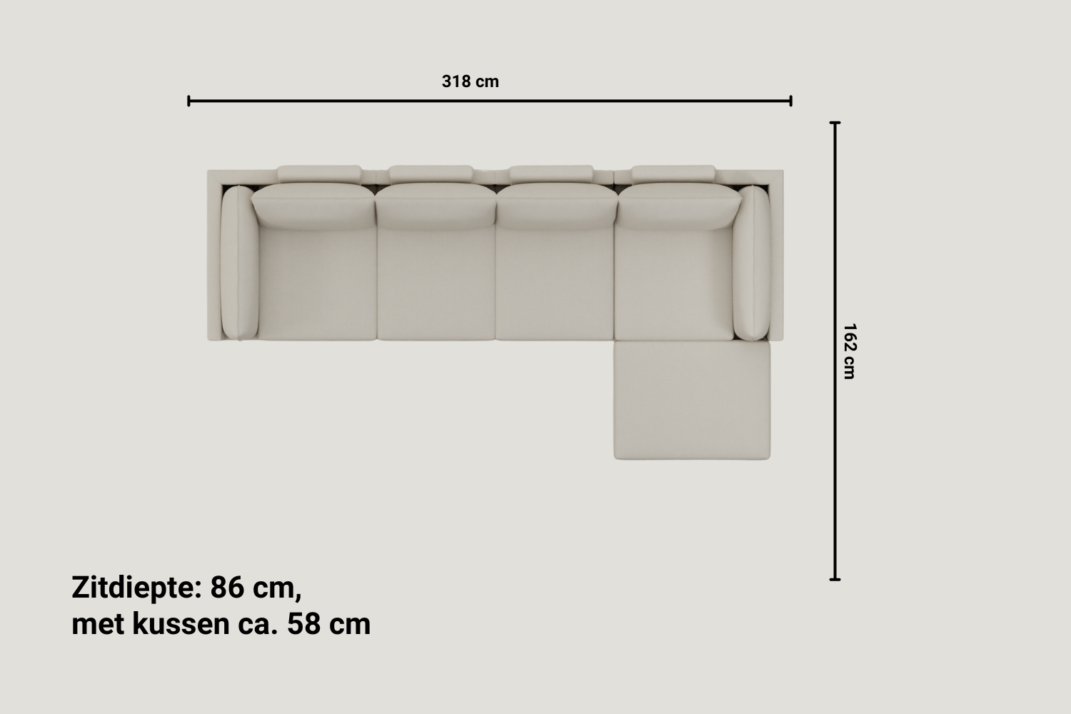 Modulaire sofa Donna hoekbank XL met slaapfunctie