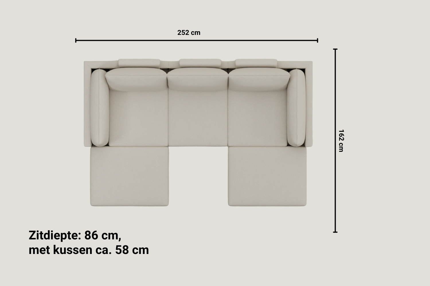 Modulaire sofa Donna U-vorm met slaapfunctie