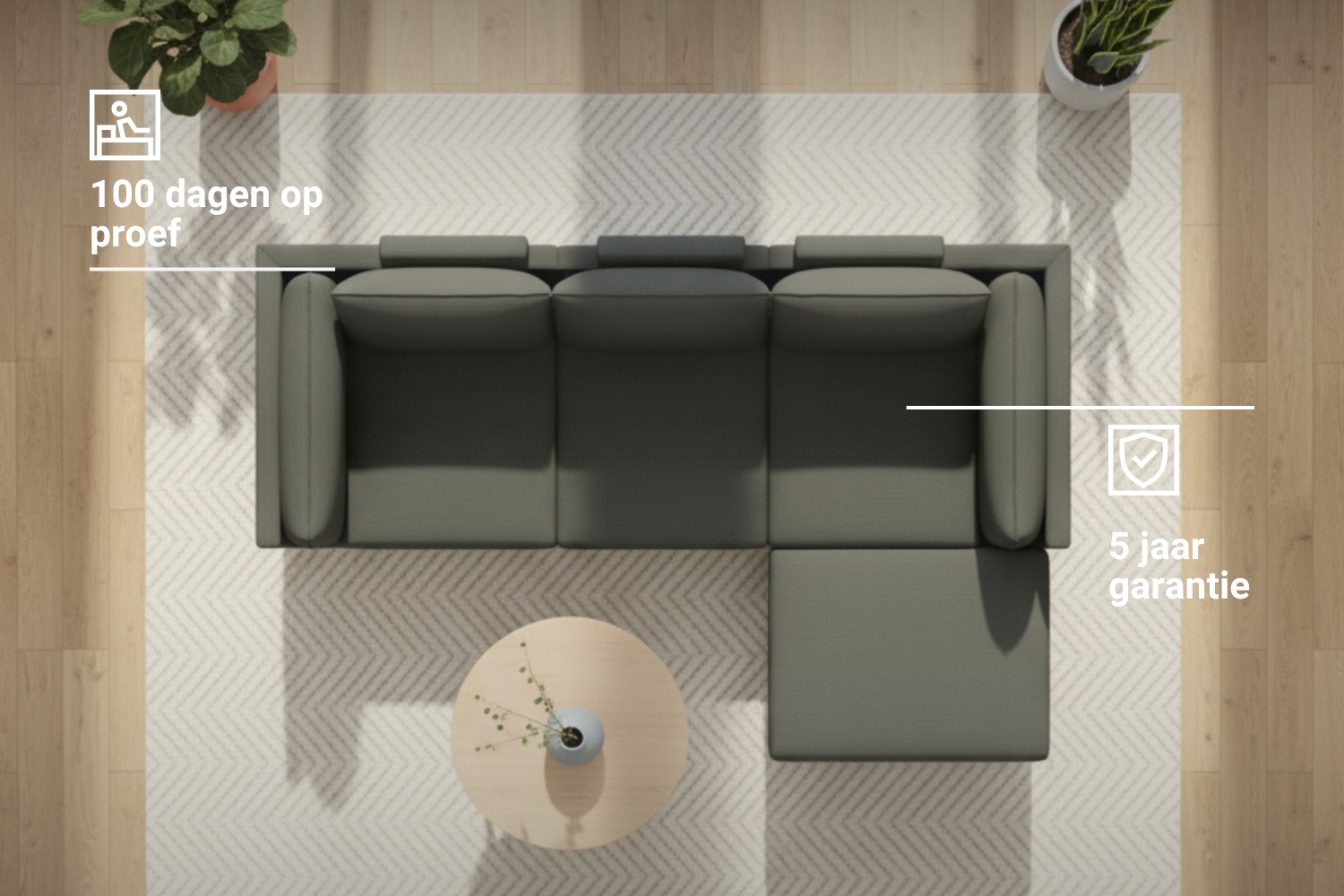 Modulaire sofa Donna 4-zits met slaapfunctie