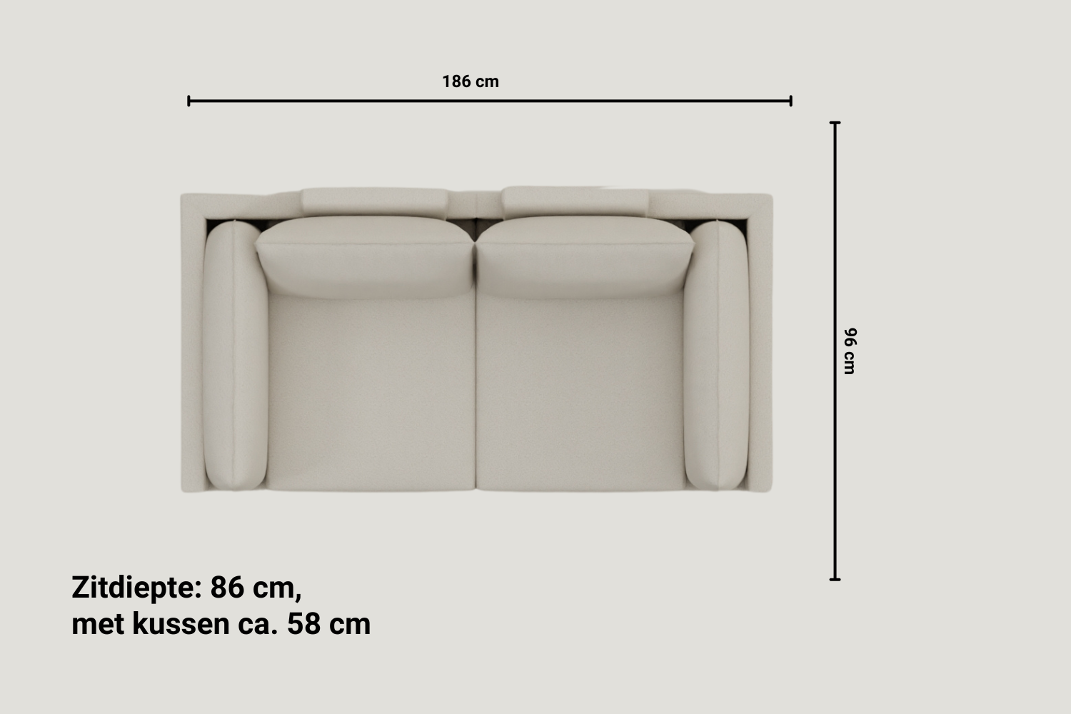 Modulaire sofa Donna 2-zits met slaapfunctie