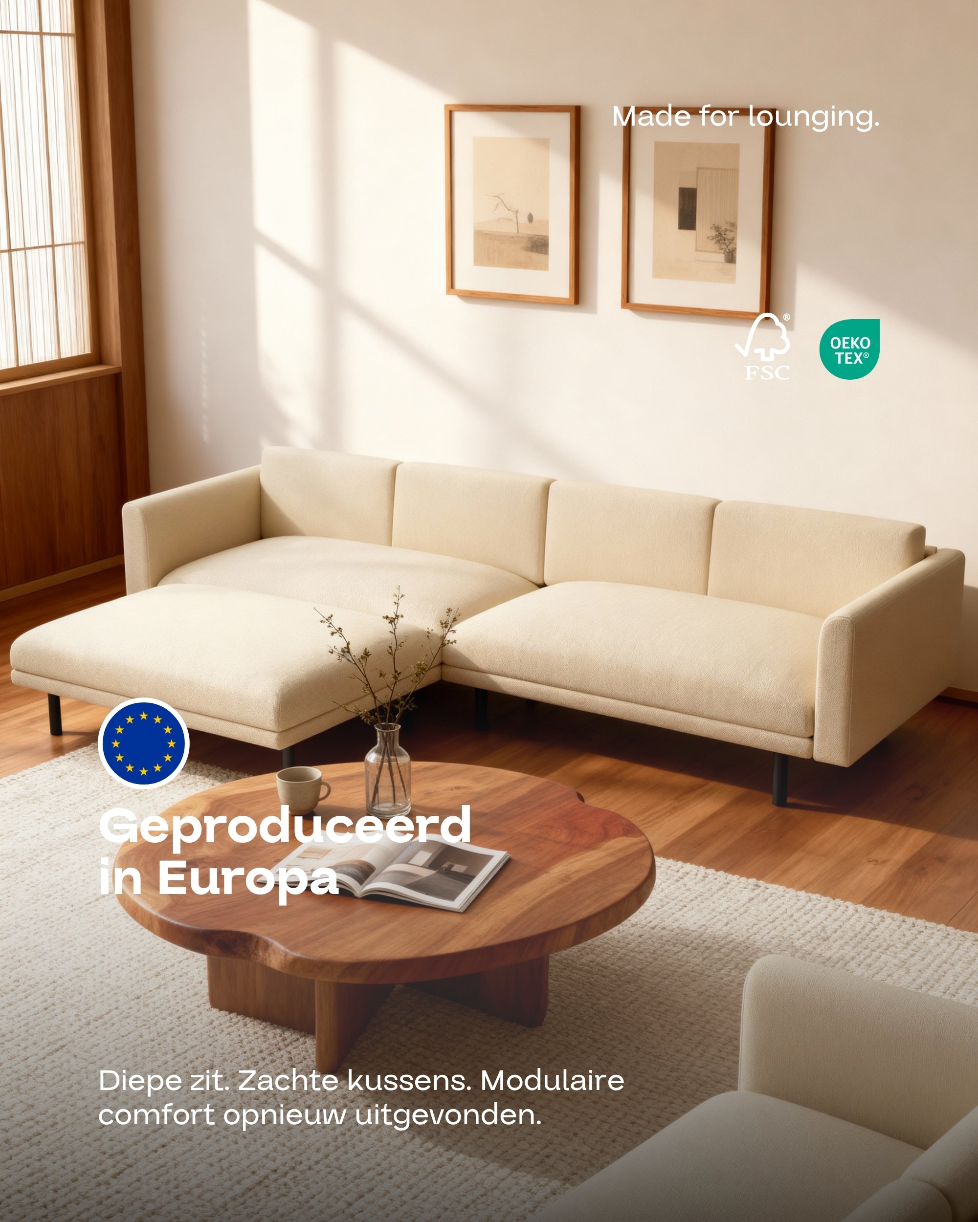 Modular sofa Aera 3-seater with footstool