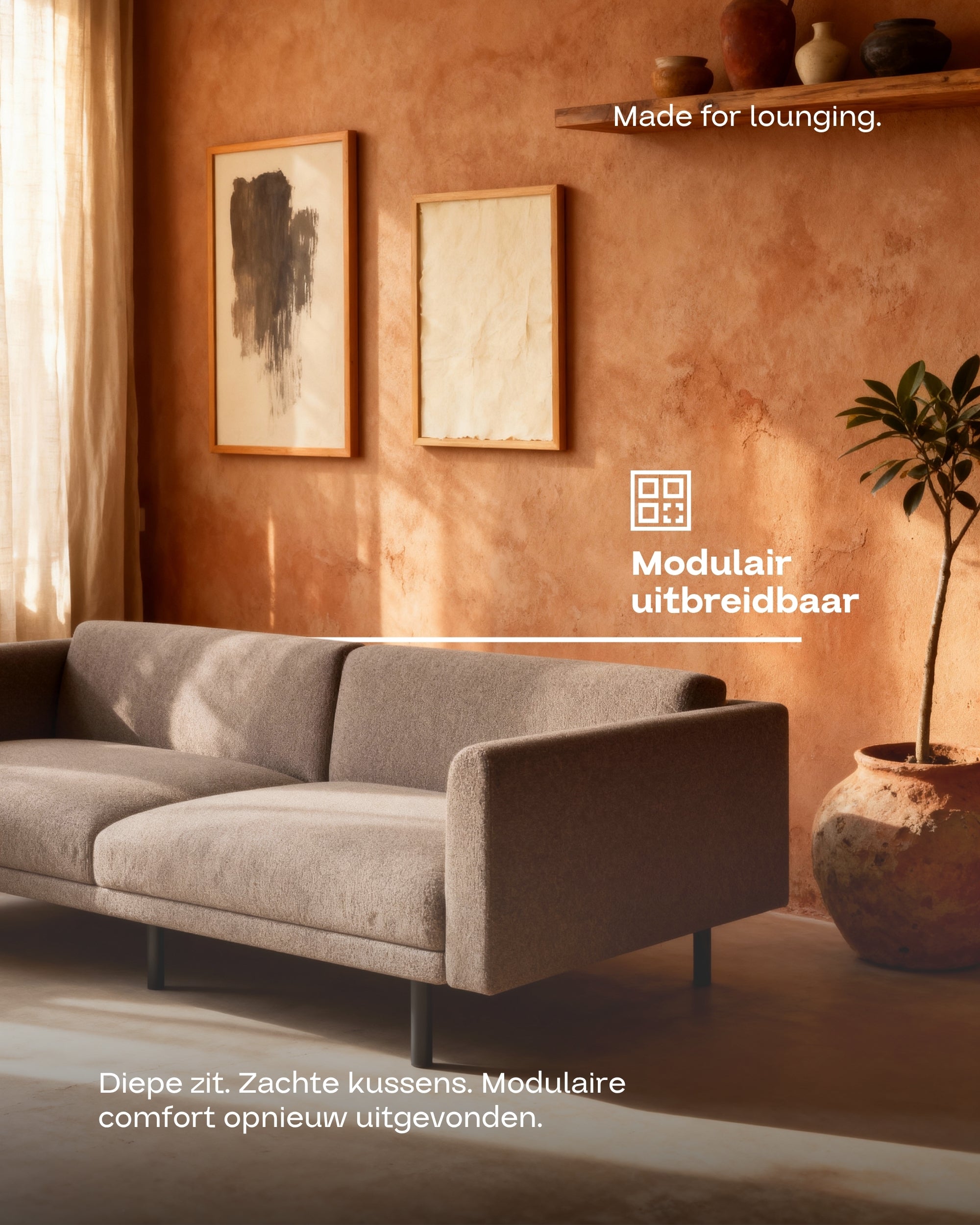 Modulaire bank Aera 2.5-zits met voetenbank