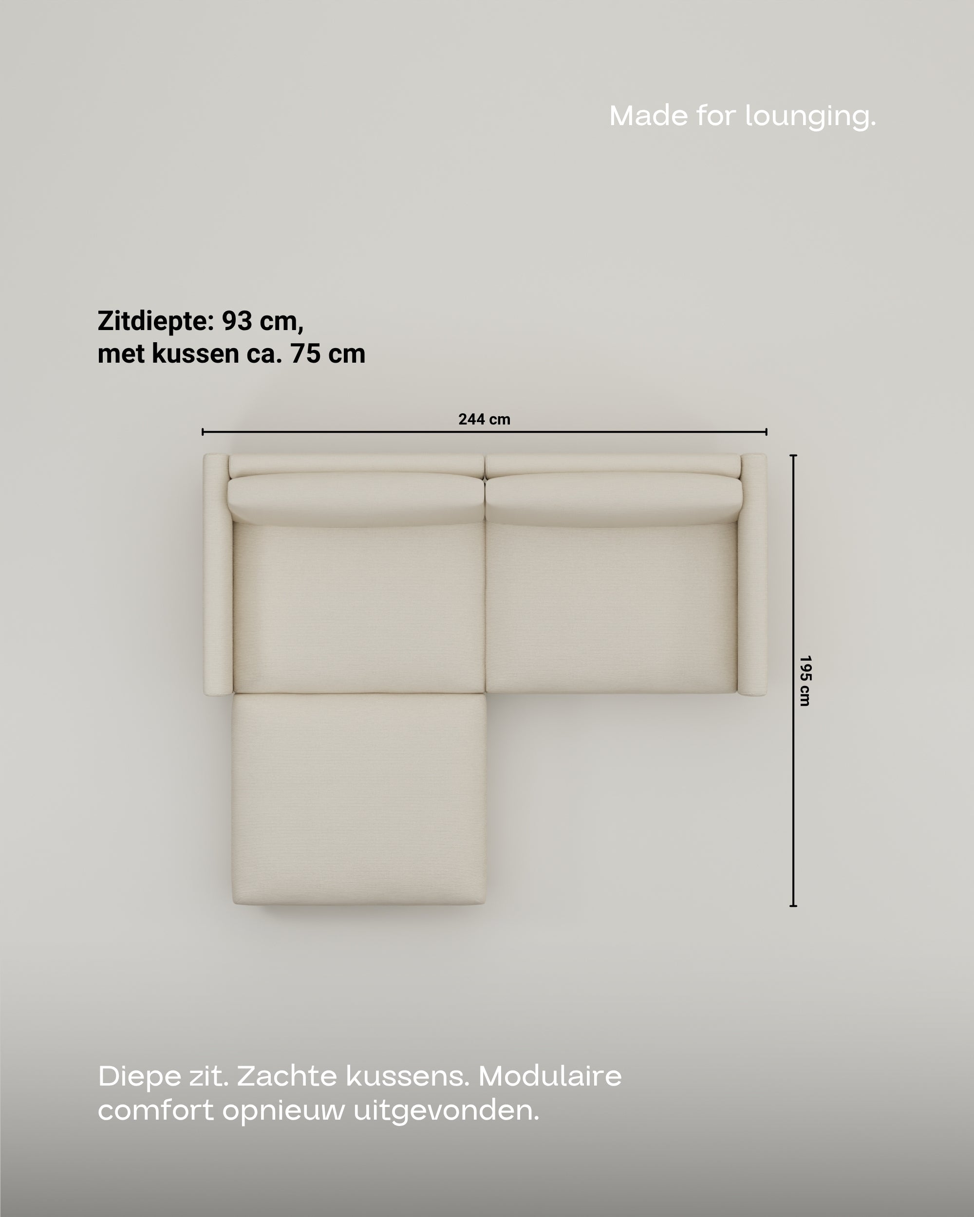 Modulaire bank Aera 2.5-zits met voetenbank