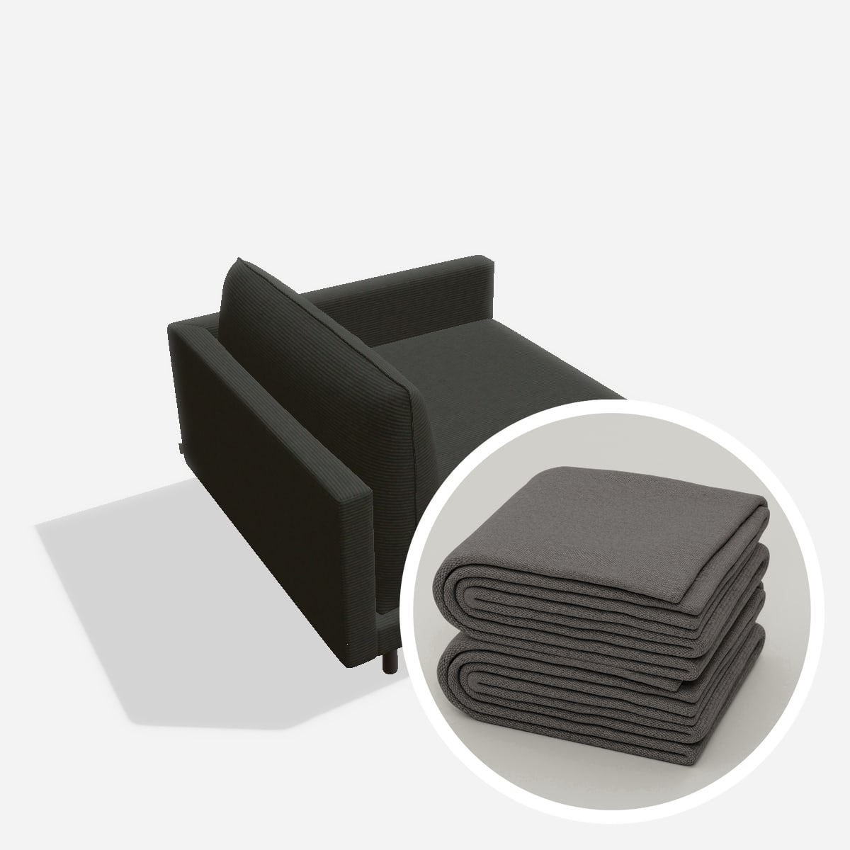 Stoffbezug - Donna Corner Left – Cord / Anthrazit