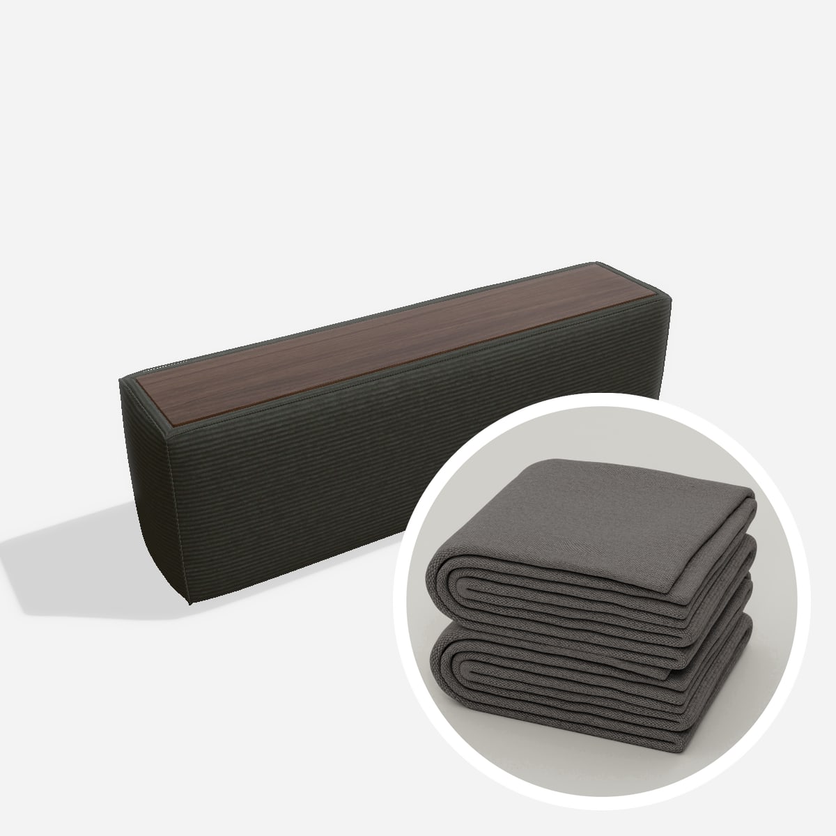 Stoffbezug - Harvey Tisch 116x30 (dunkel) – Cord / Anthrazit