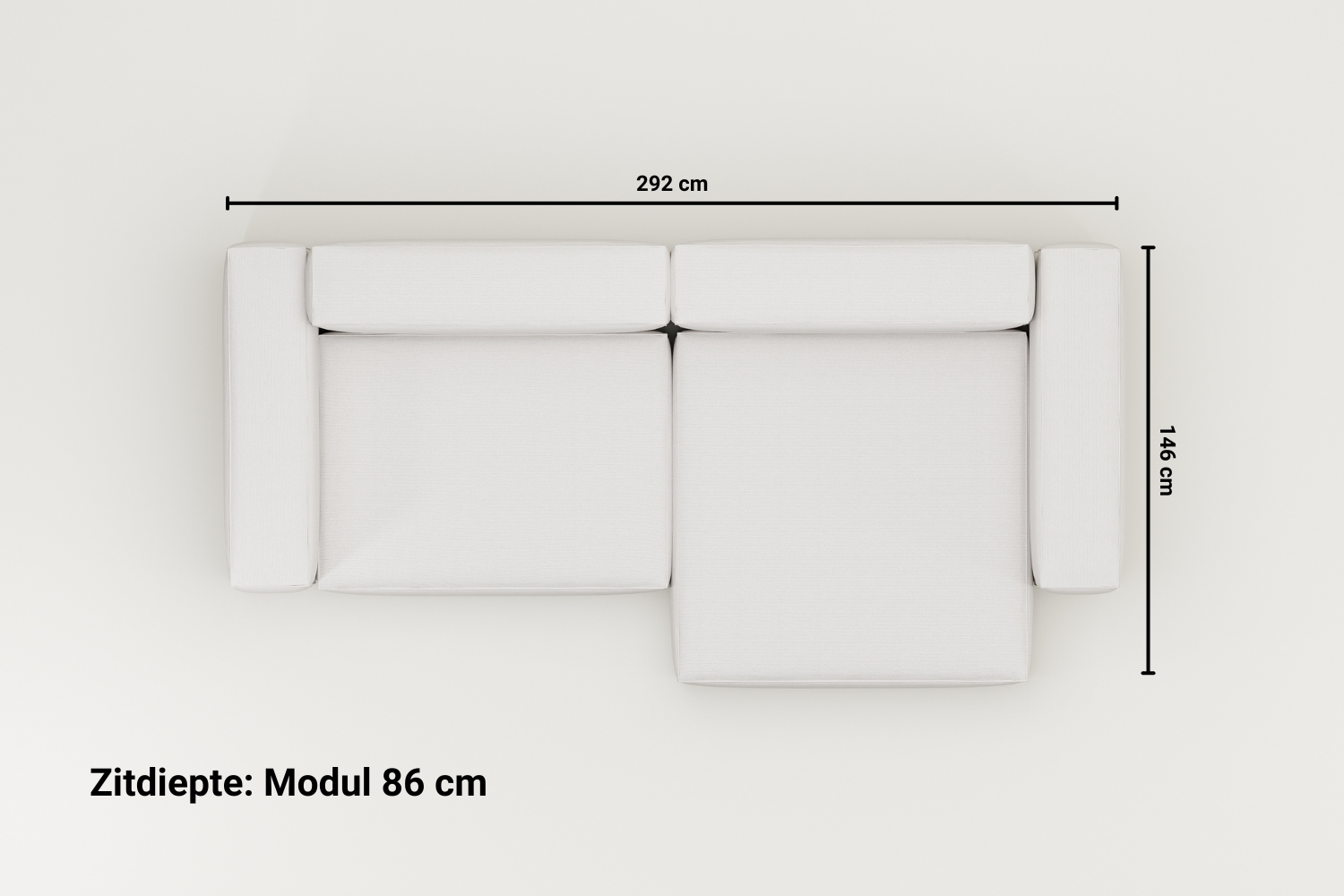 Modulaire hoekbank Harvey 4-zits met slaapfunctie