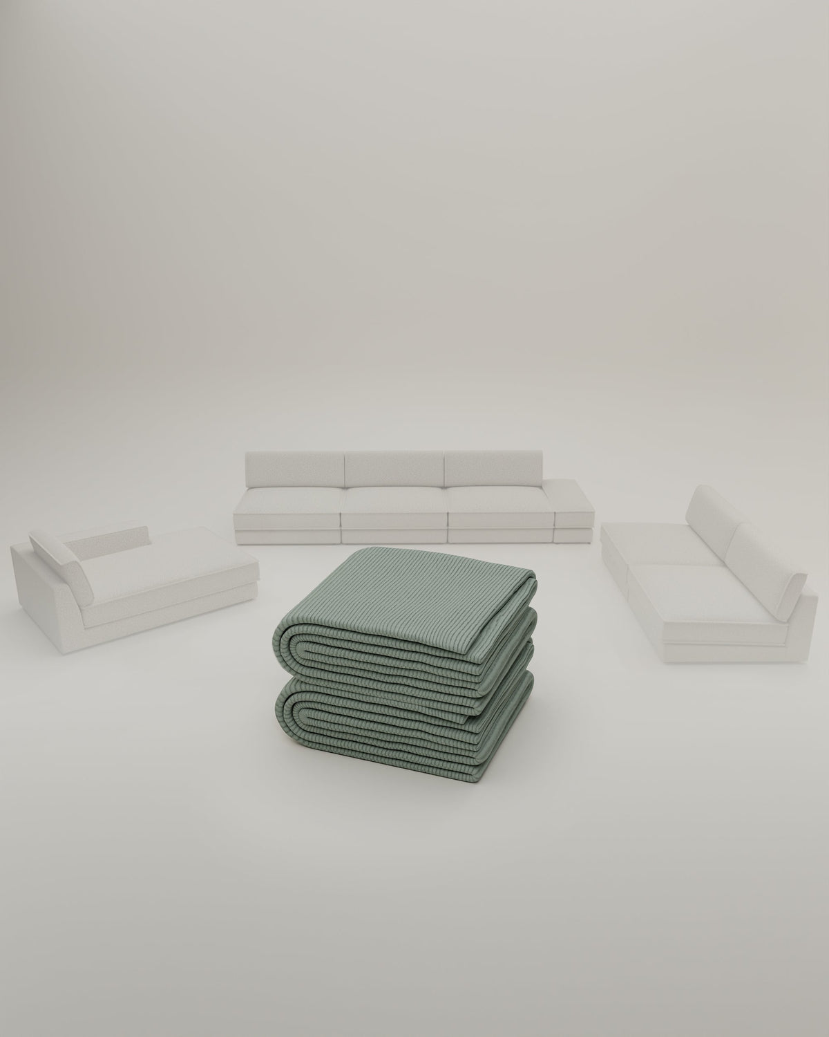 Stoffen bekleding - Modulaire bank Terra in U-vorm / bankstel met slaapfunctie