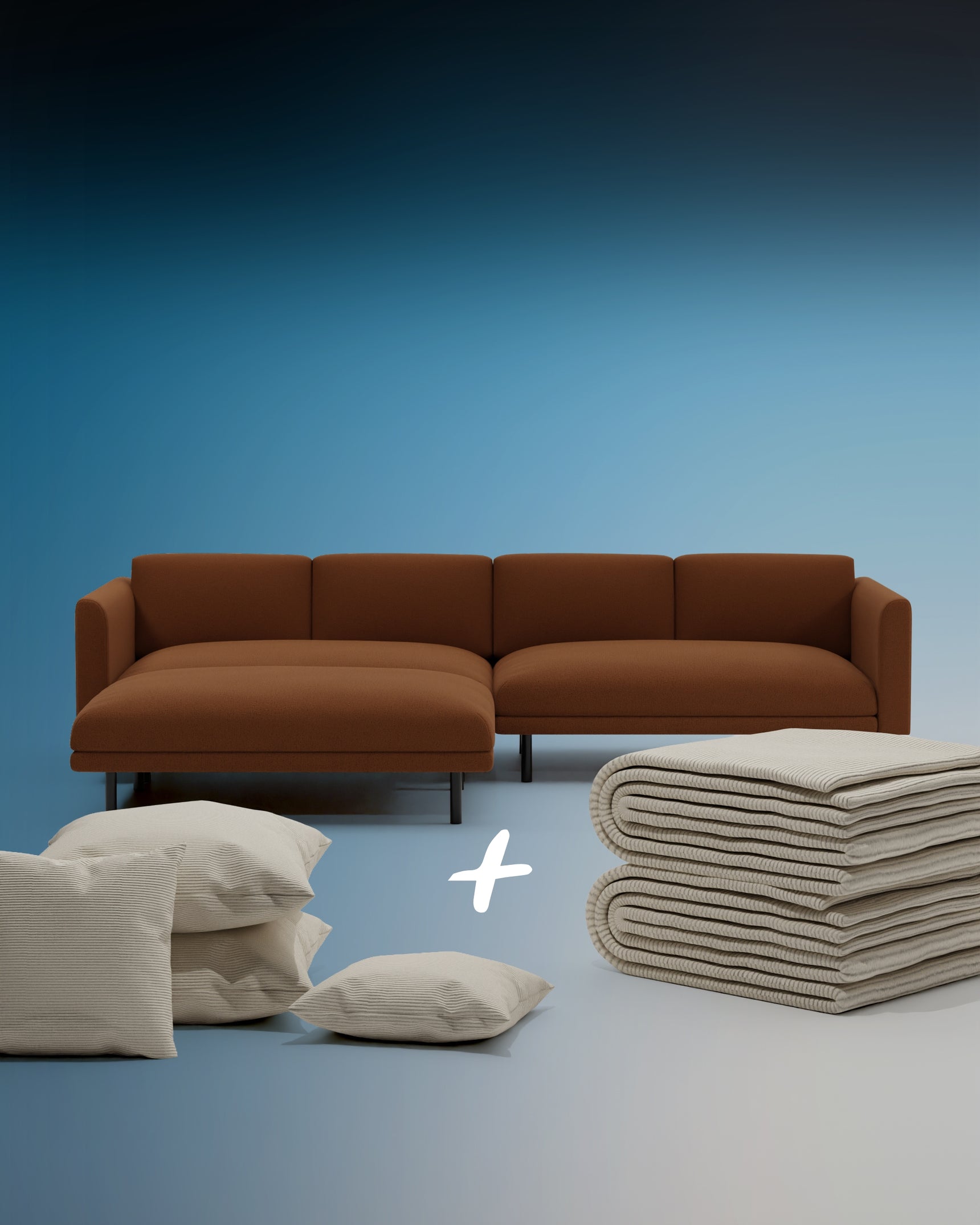 Modulaire bank Aera 3-zits met voetenbank 3 in 1 Set