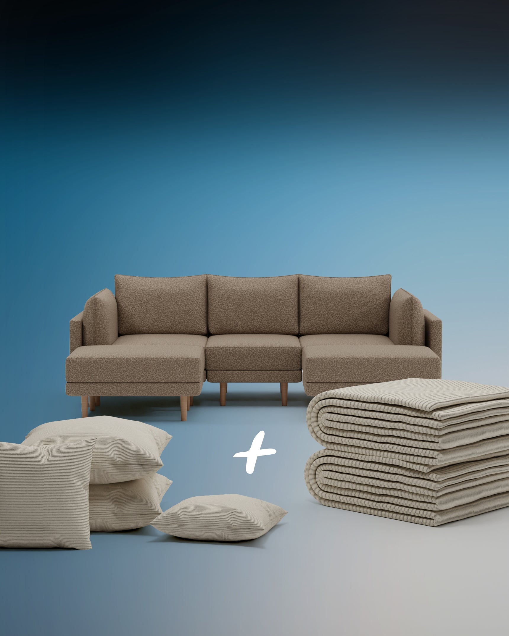 Modulaire bank Donna U-vorm met slaapfunctie 3 in 1 Set