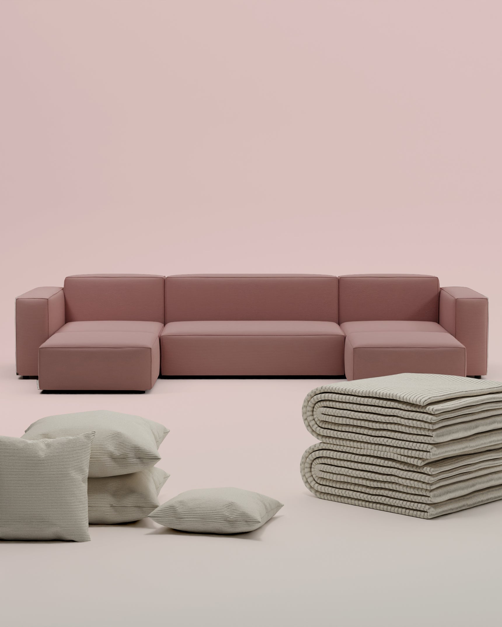 3 in 1 set Modulaire bank Harvey U-vorm / woonlandschap met slaapfunctie