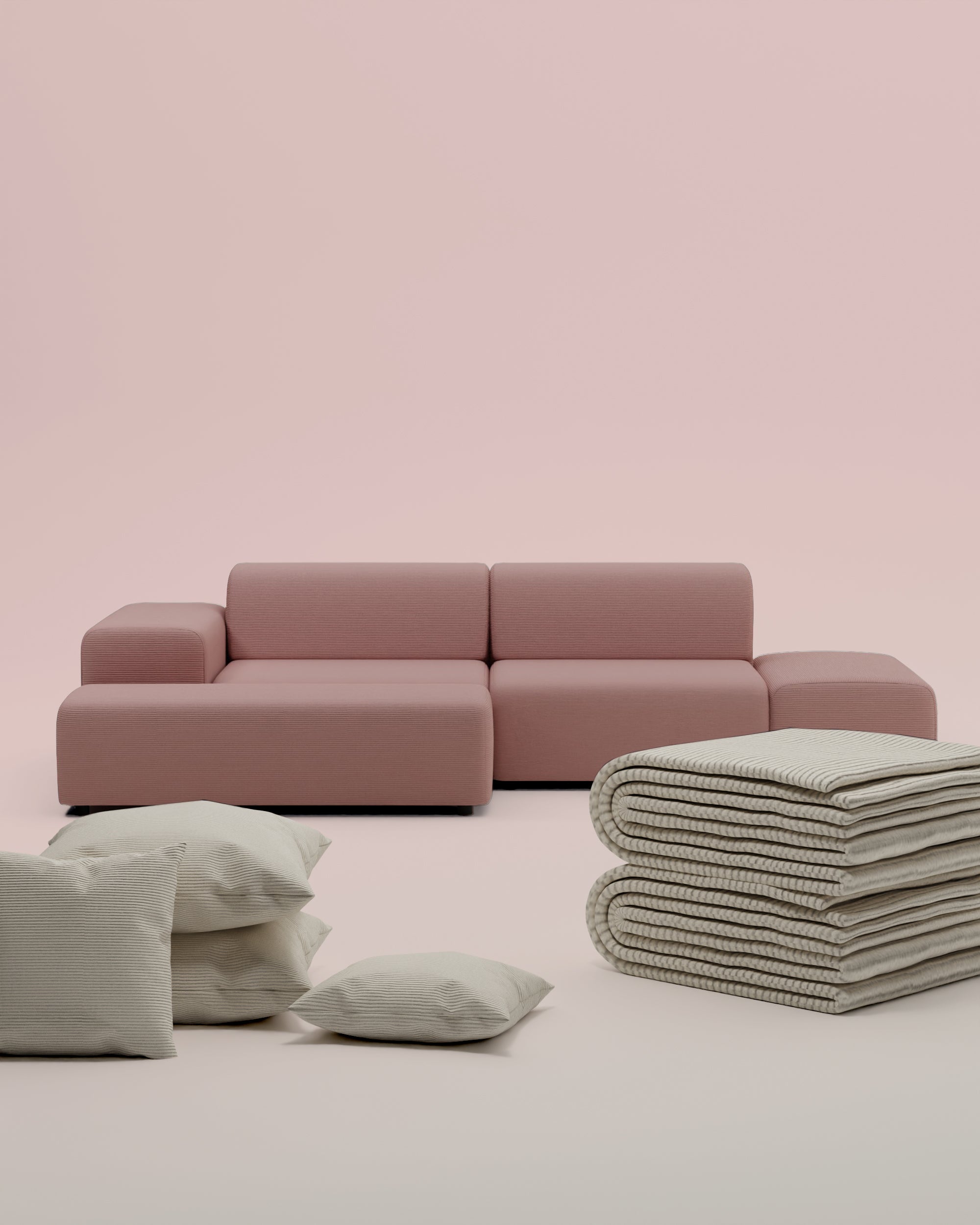 3 in 1 set Modulair hoekbank Nina 4-zits met slaapfunctie