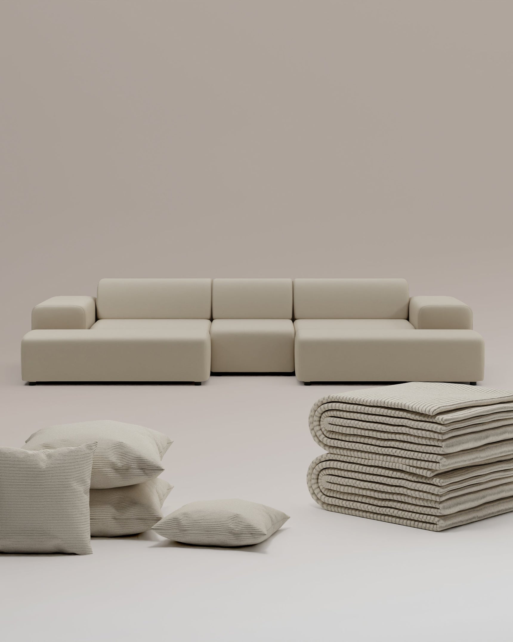 3 in 1 set Modular Sofa Nina in U-shape / living landscape with sleeping function