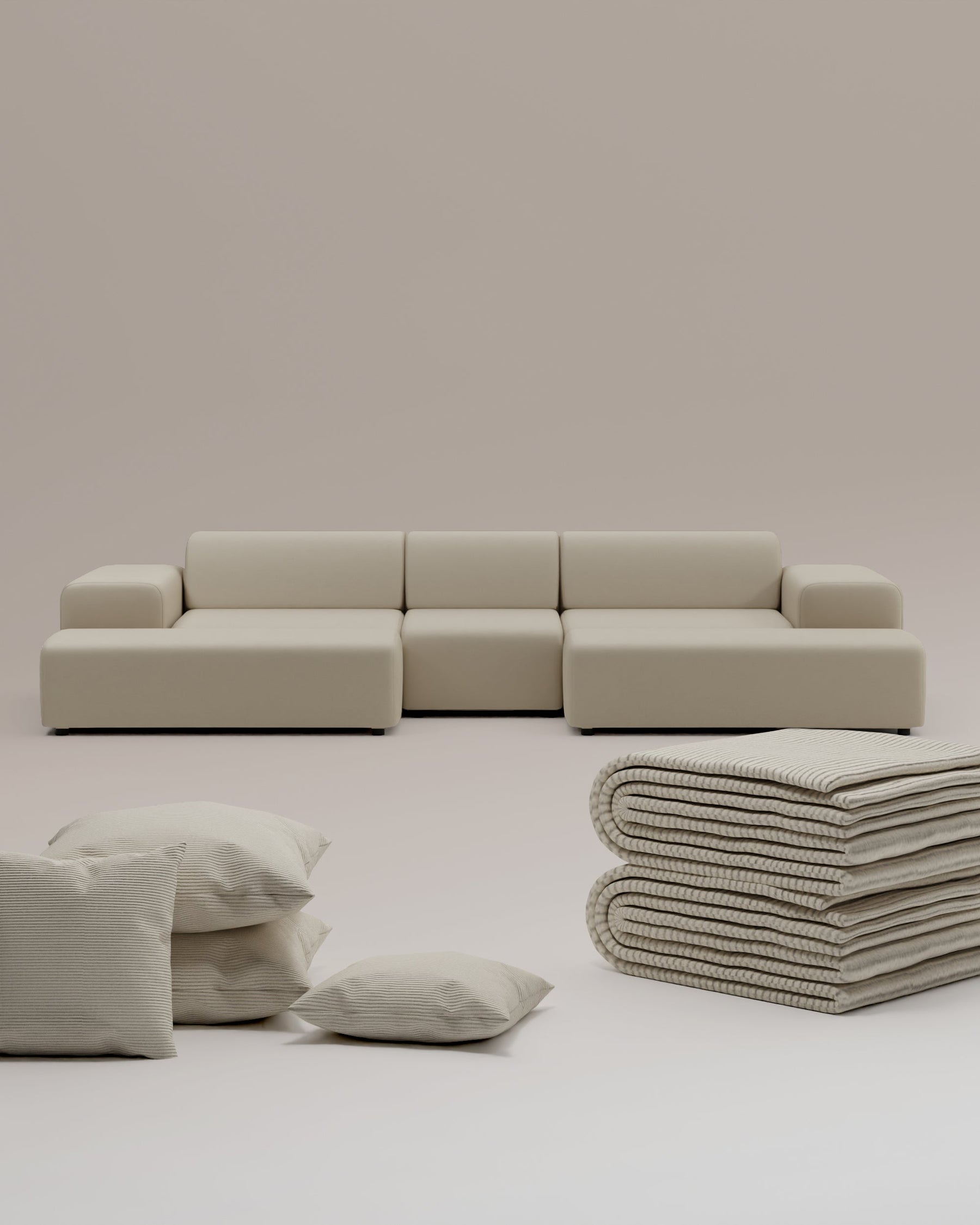 3 in 1 set Modulaire bank Nina in U-vorm / woonlandschap met slaapfunctie