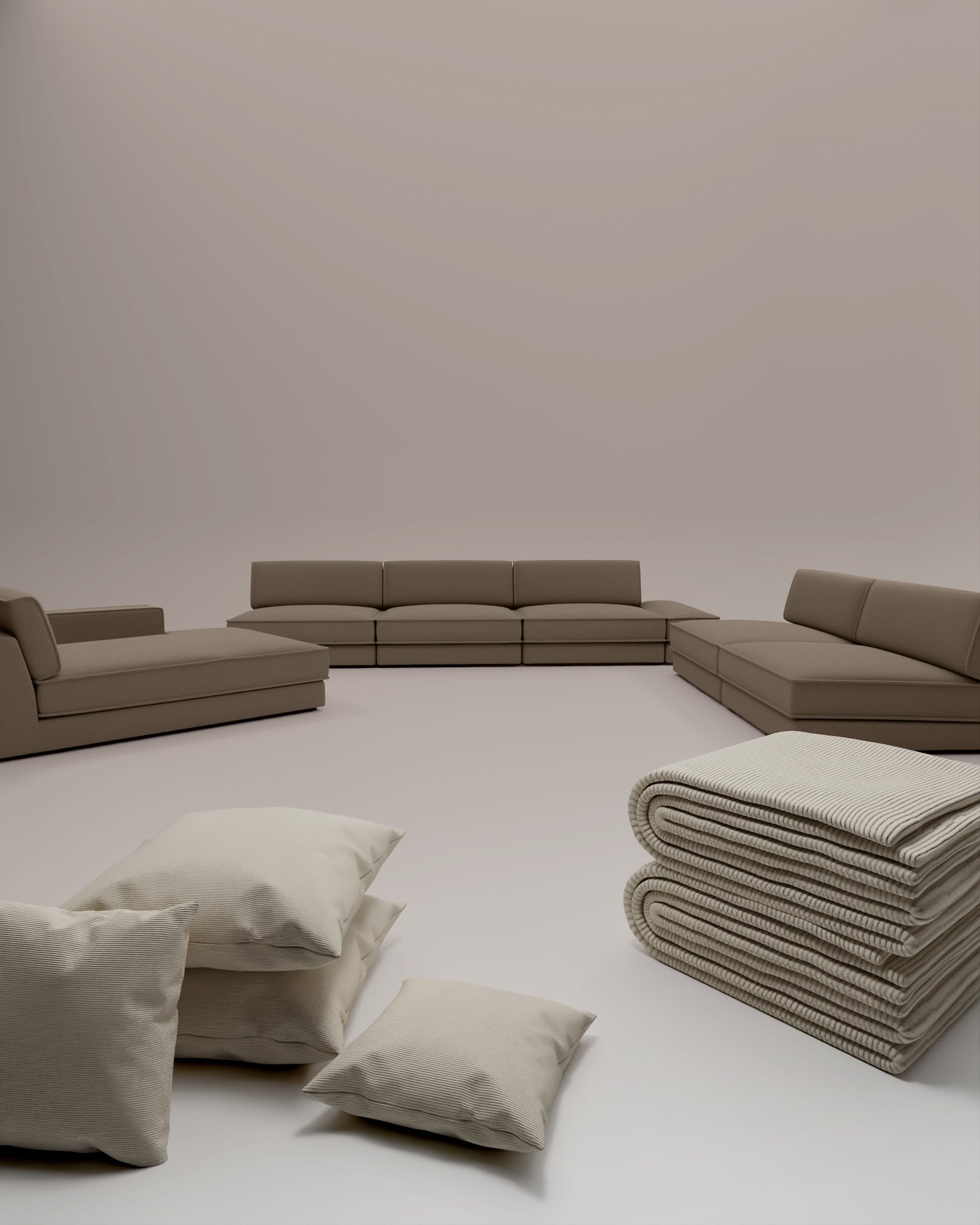3 in 1 Set Modular Sofa Terra in U-shape / sofa with sleeping function