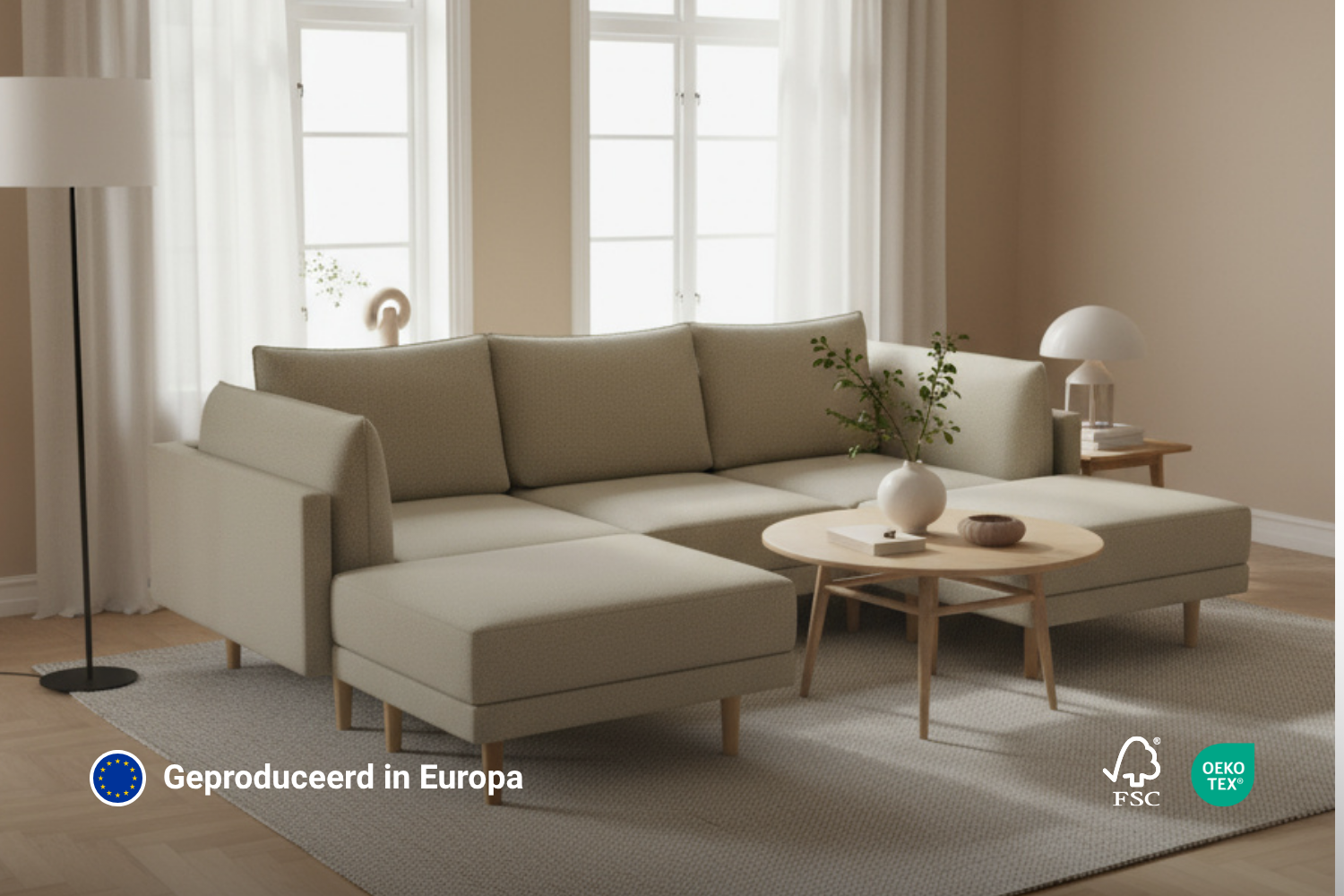 Modulaire sofa Donna U-vorm met slaapfunctie