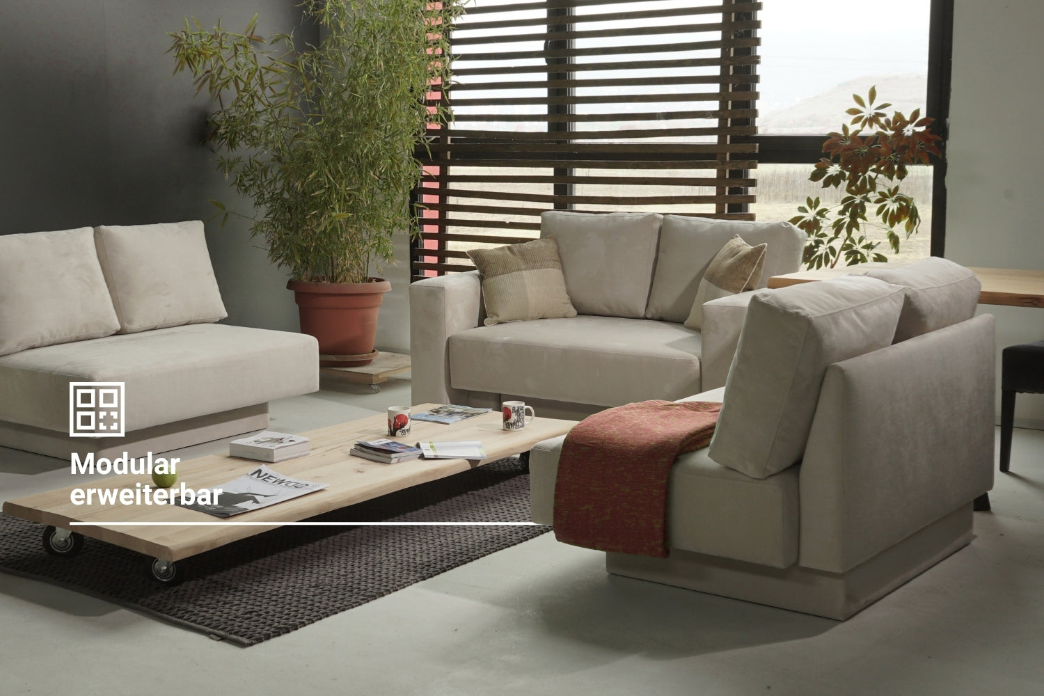 Modulares Sofa Jessica mit Schlaffunktion - Stoff Nova