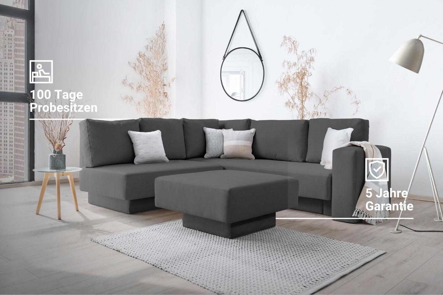 Modulares Sofa Jessica mit Schlaffunktion - Stoff Nova