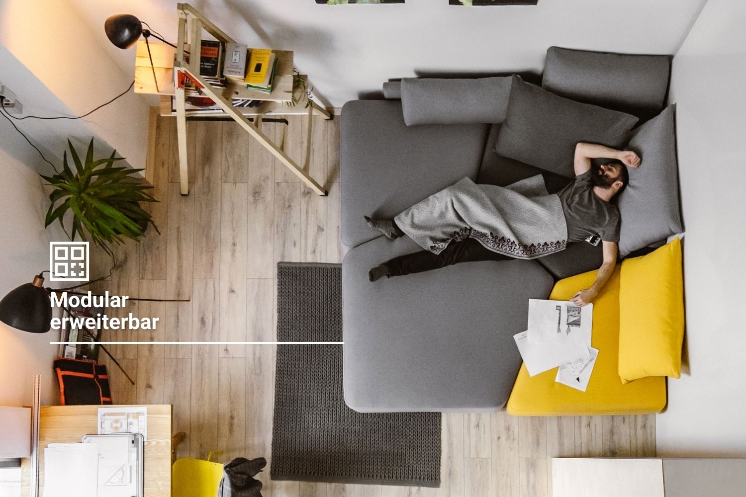 Modulares Sofa Katrina mit Schlaffunktion - Stoff Nova