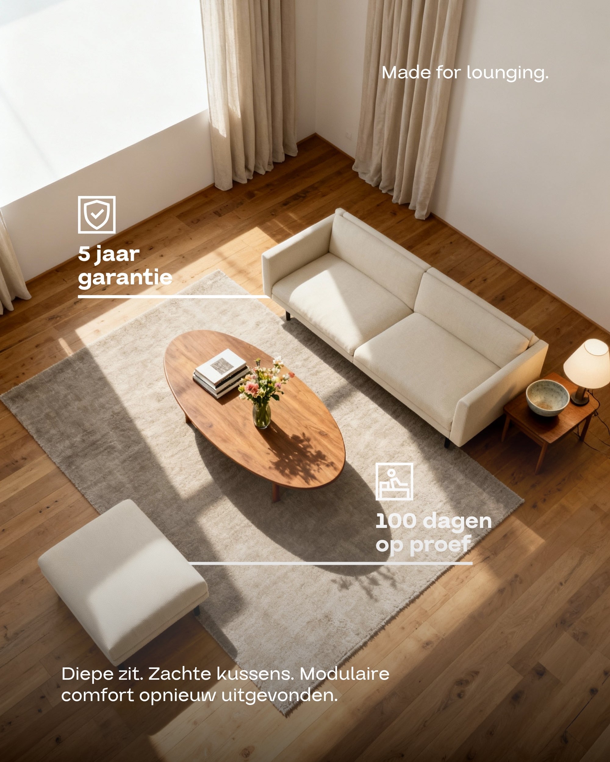 Modulaire bank Aera 2.5-zits met voetenbank