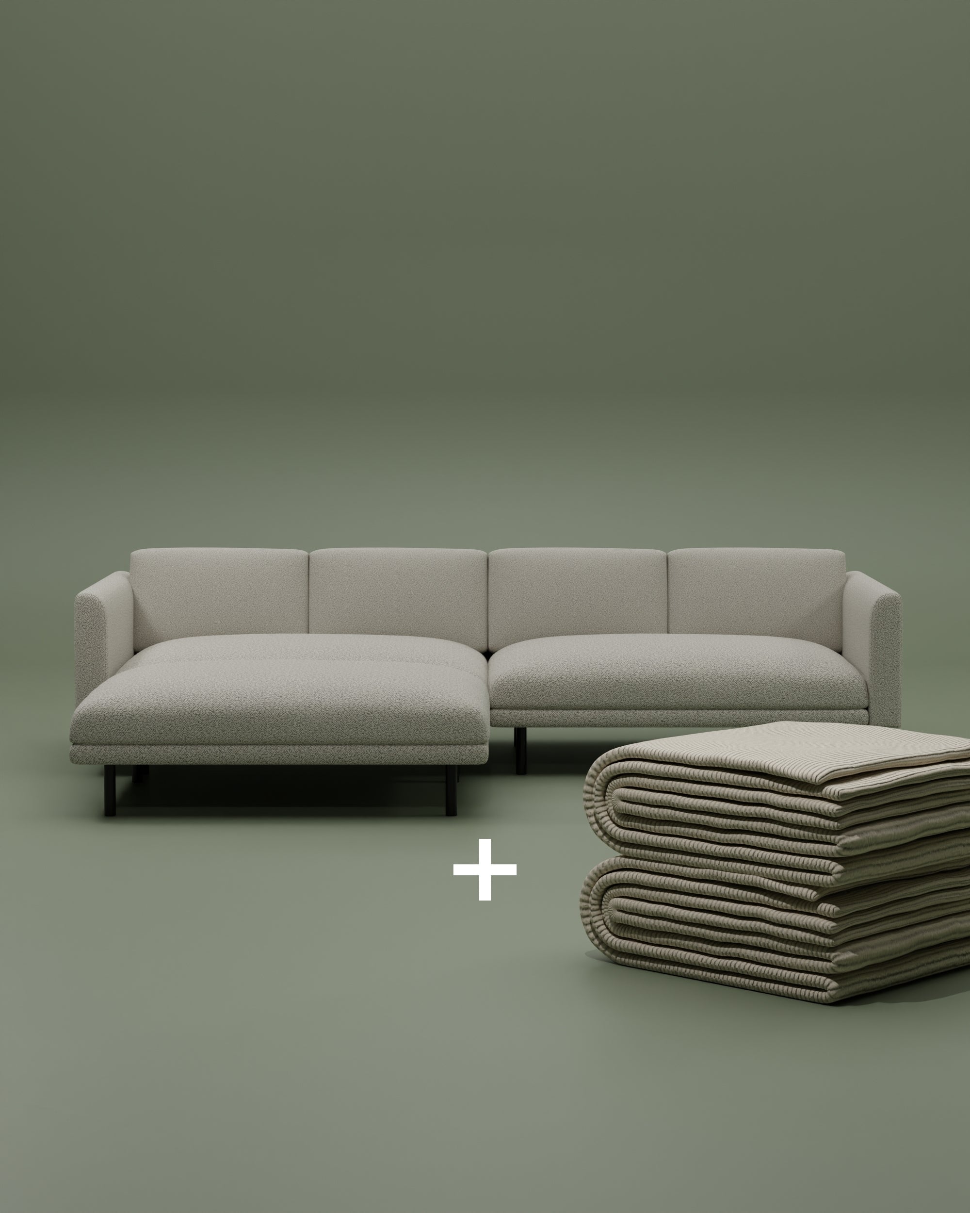 Modular sofa Aera 3-seater with footstool 2 in 1 Set