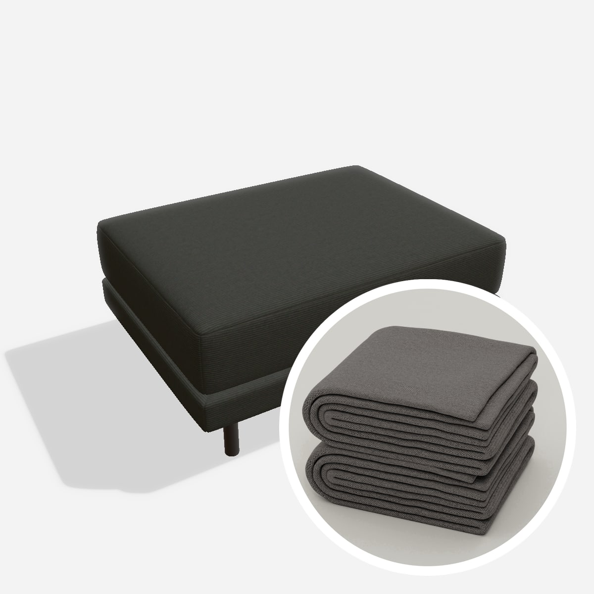 Stoffbezug - Donna Ottoman – Cord / Anthrazit