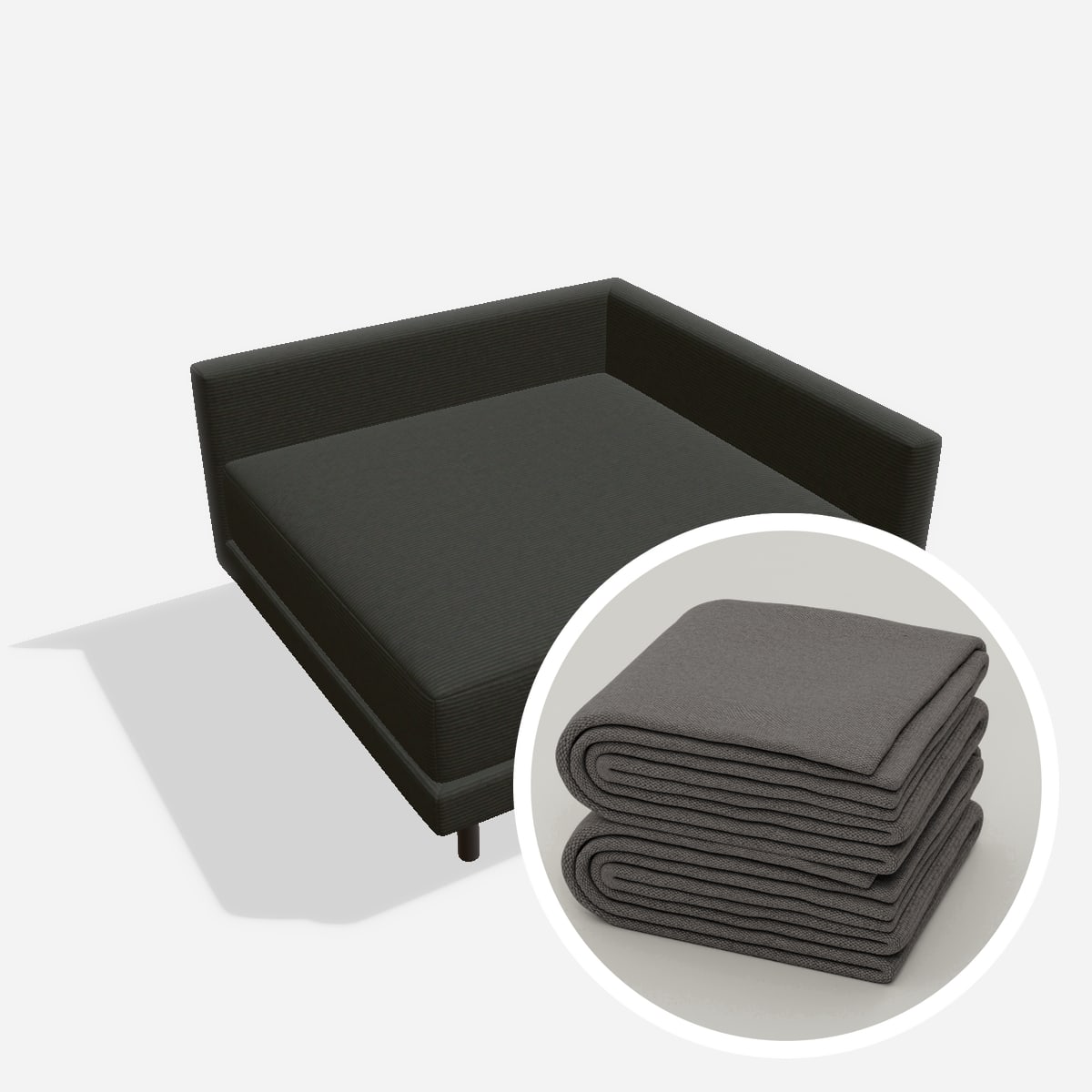 Stoffbezug - Donna Corner B – Cord / Anthrazit