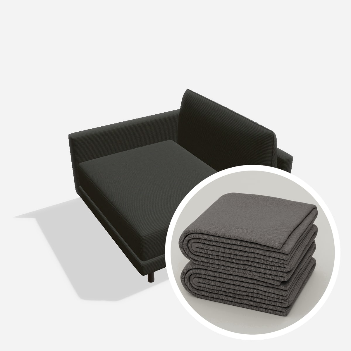 Stoffbezug - Donna Corner Right – Cord / Anthrazit