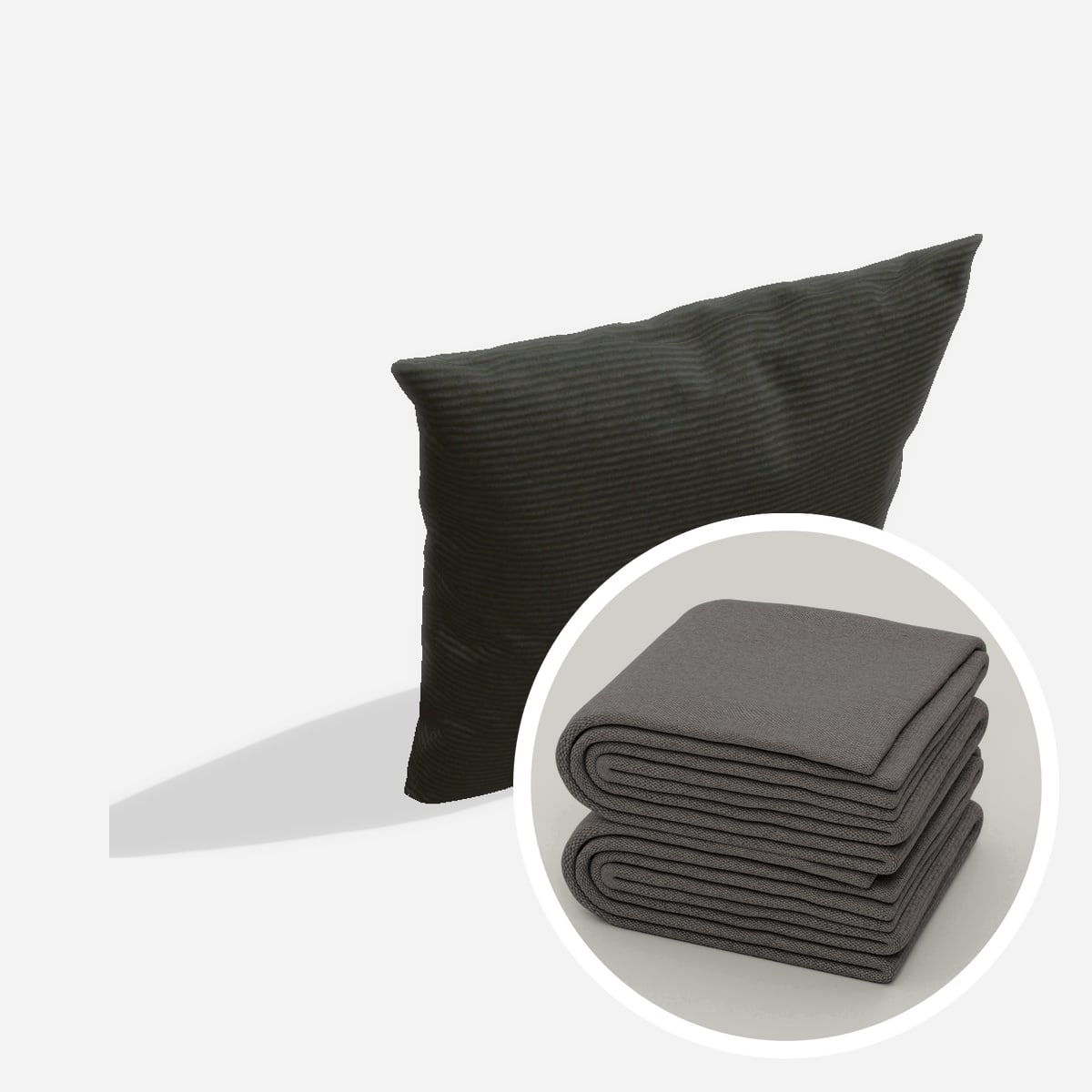 Stoffbezug - Harvey Kissen P4 70x70cm – Cord / Anthrazit