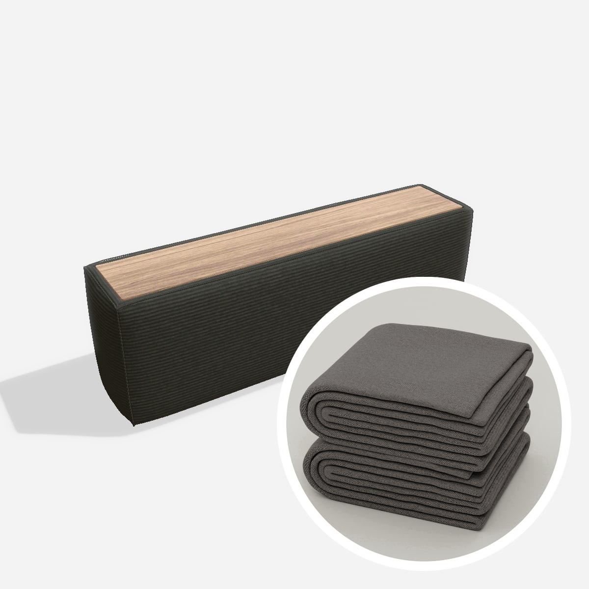 Stoffbezug - Harvey Tisch 116x30 – Cord / Anthrazit