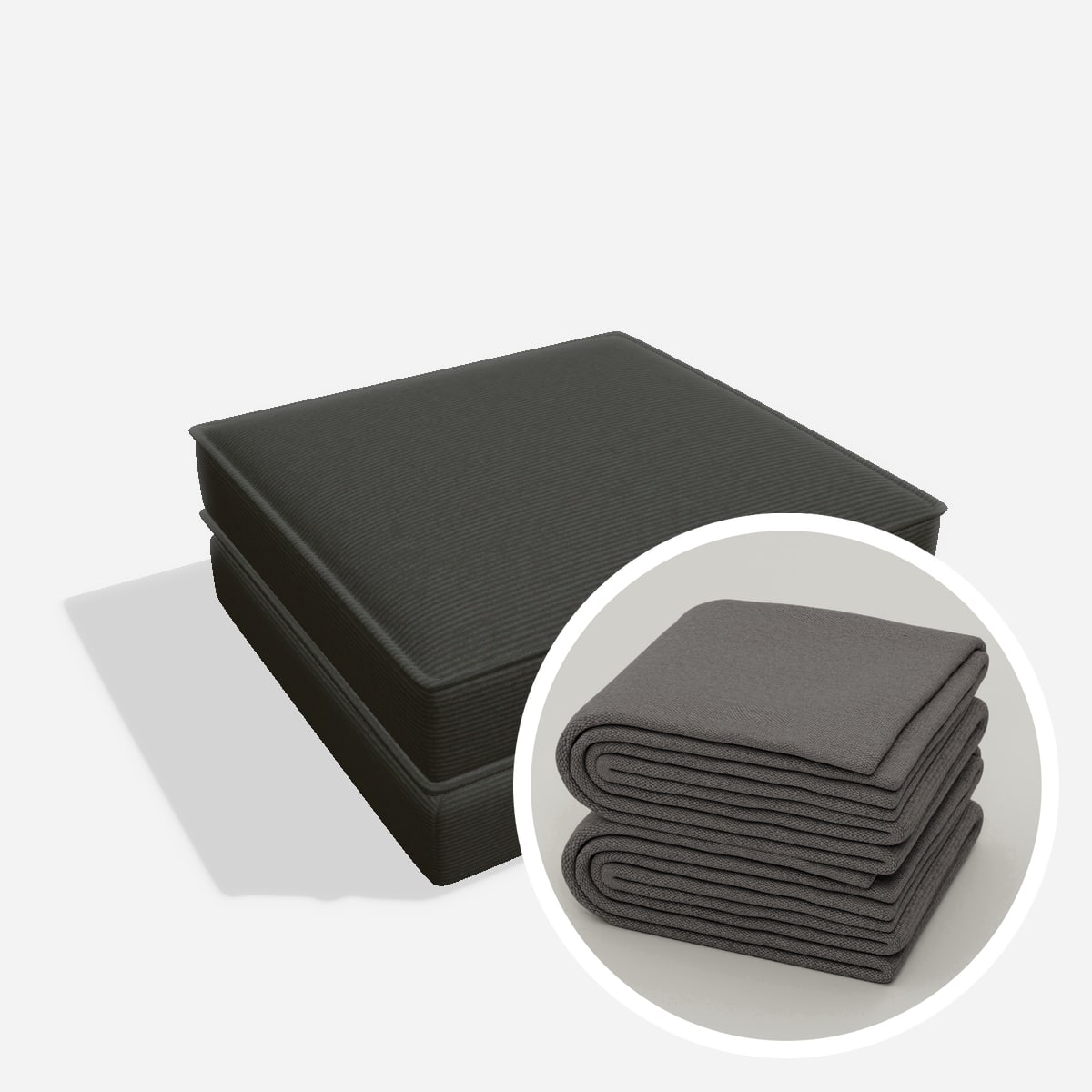 Stoffbezug - Terra hocker H2 100x100 – Cord / Anthrazit