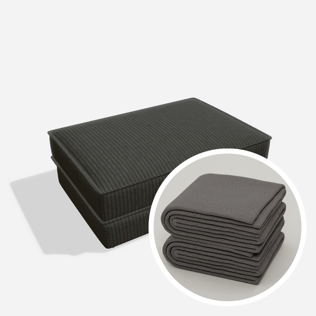 Stoffbezug - Terra hocker H3 80x115 – Cord / Anthrazit