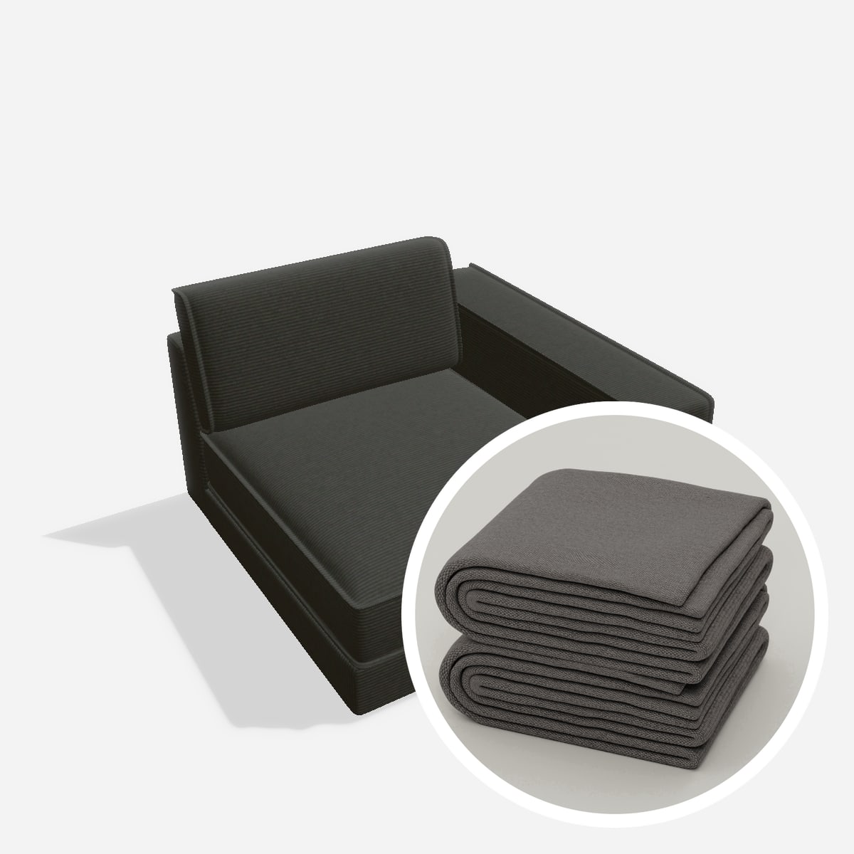 Stoffbezug - Terra eckelement E90T AT RE – Cord / Anthrazit