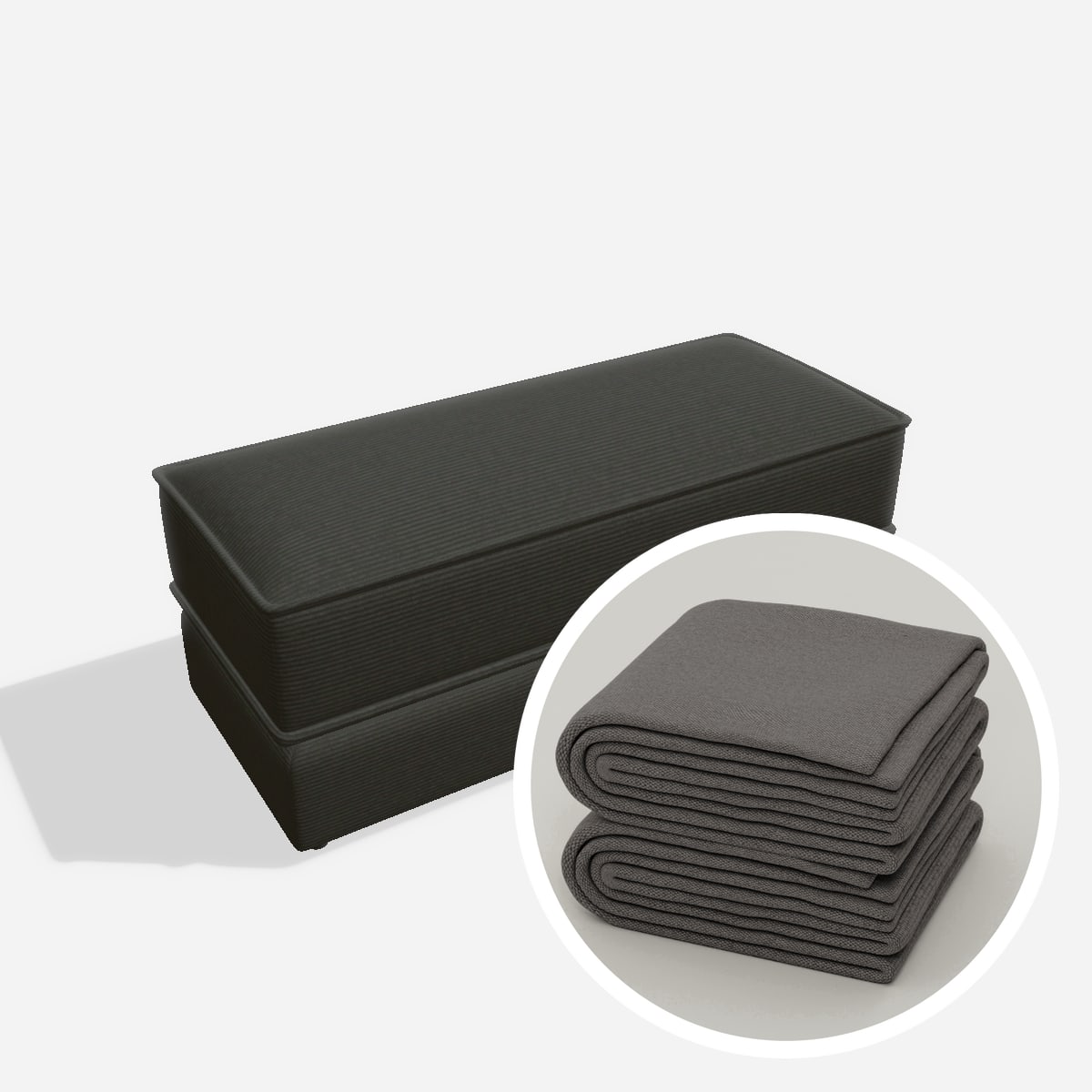 Stoffbezug - Terra hocker ZH1 45x105 – Cord / Anthrazit