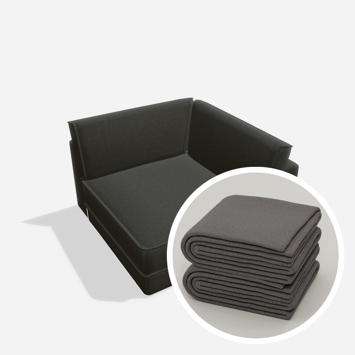 Stoffbezug - Terra eckelement RE 125 – Cord / Anthrazit
