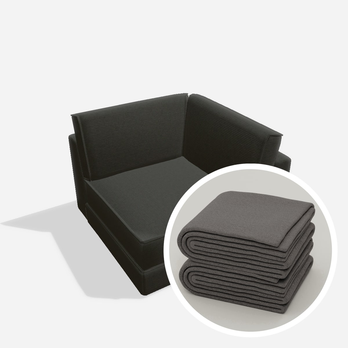 Stoffbezug - Terra eckelement RE 105 – Cord / Anthrazit
