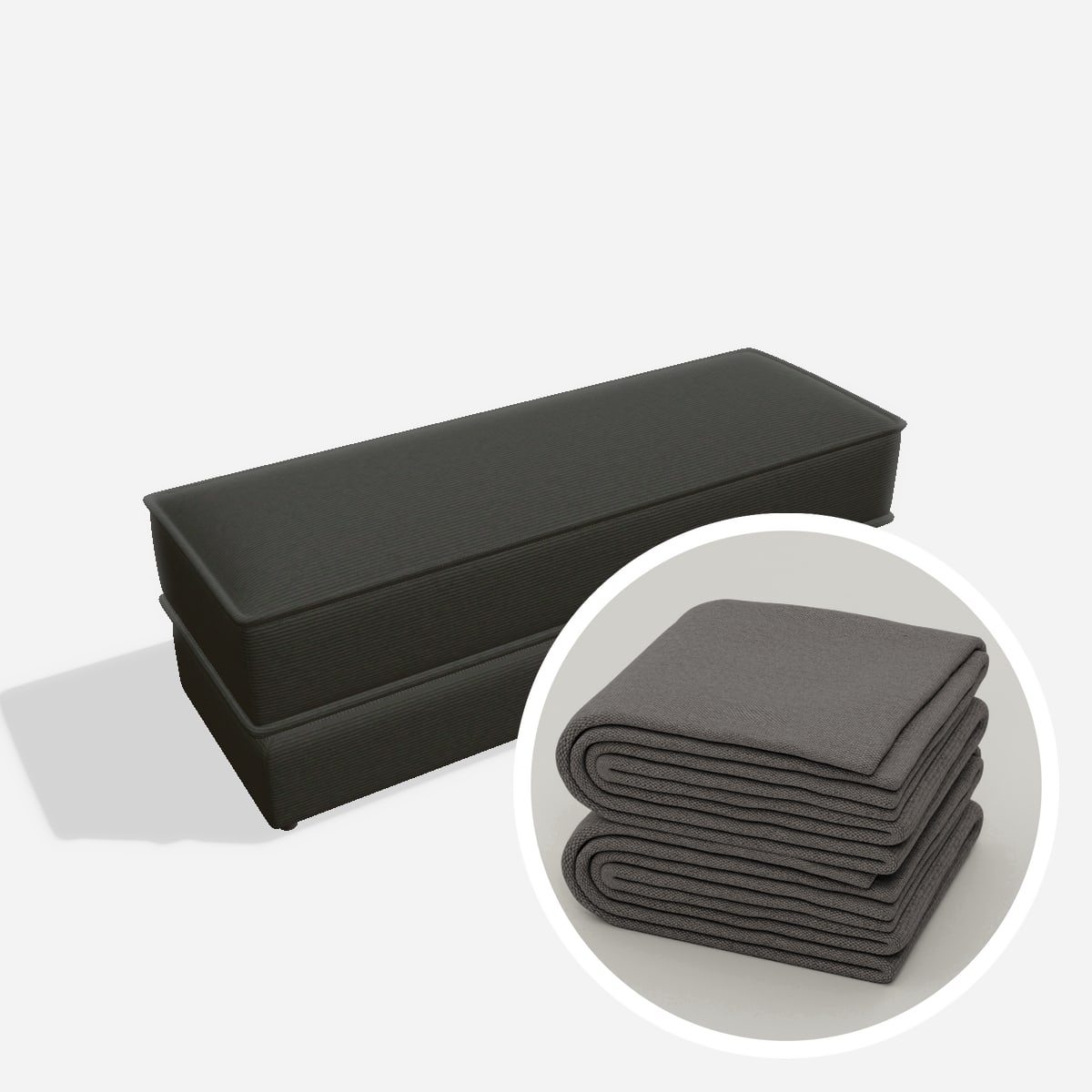 Stoffbezug - Terra hocker ZH2 45x125 – Cord / Anthrazit