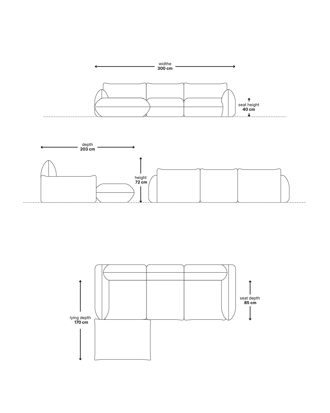 Modulaire Bank Luma L 4-zits met Slaapfunctie