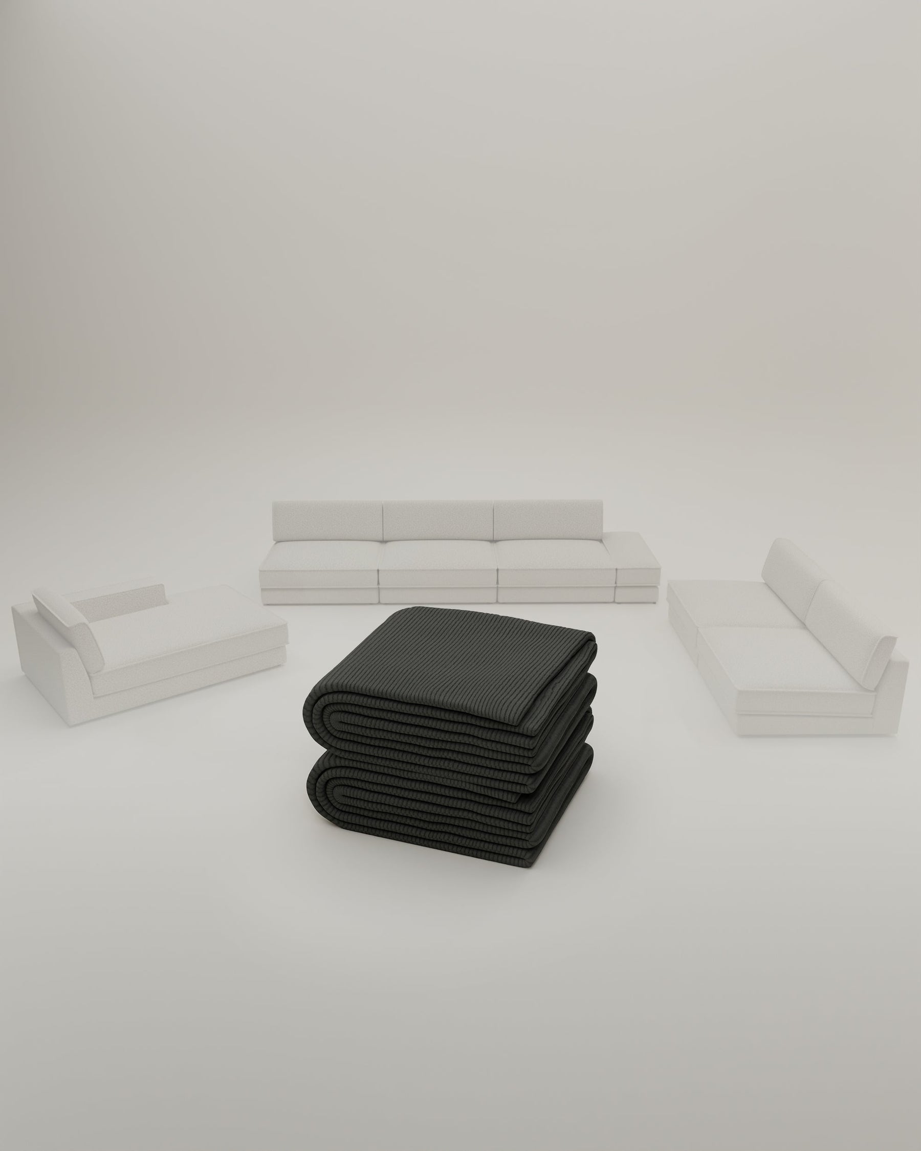 Stoffen bekleding - Modulaire bank Terra in U-vorm / bankstel met slaapfunctie