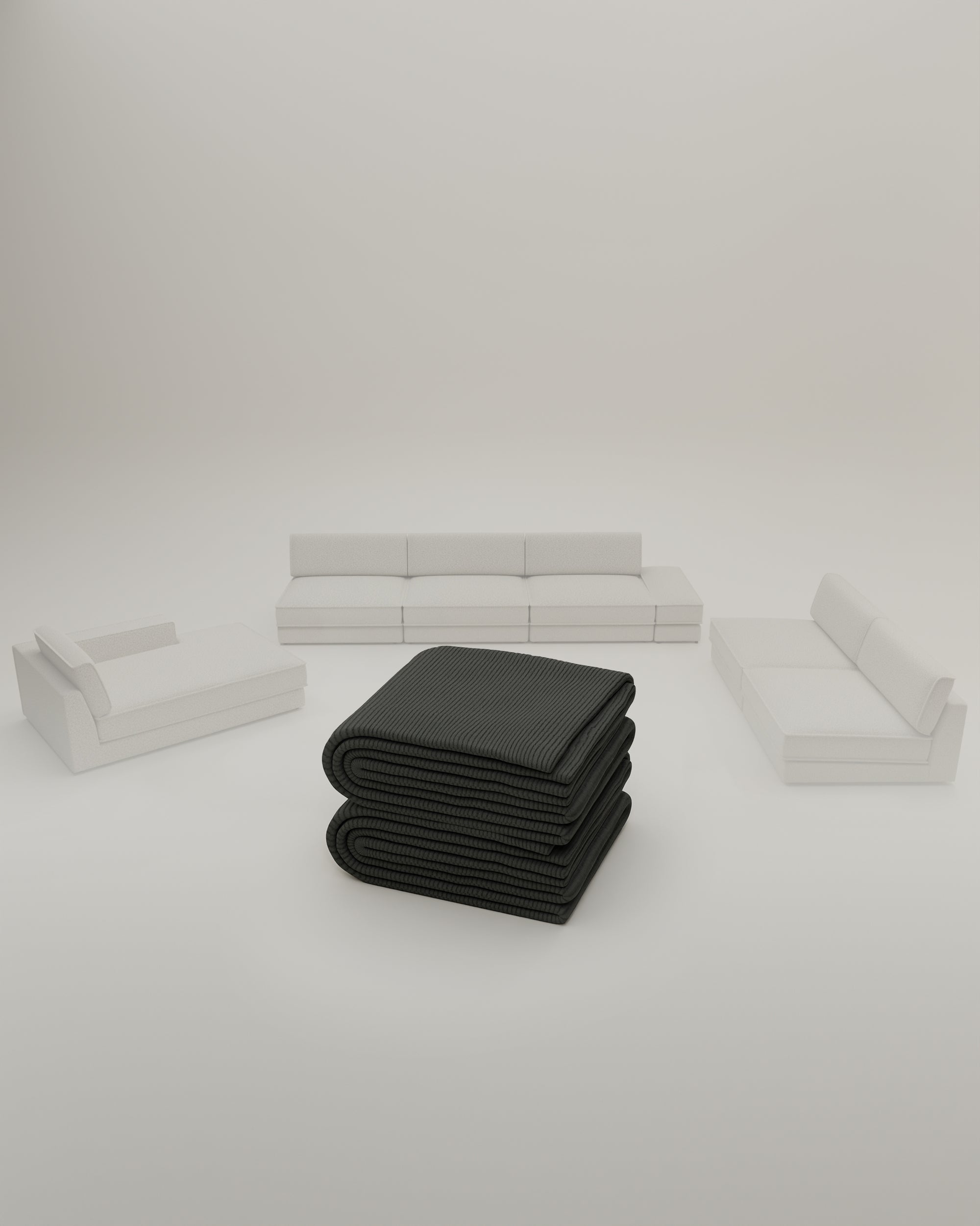 Stoffen bekleding - Modulaire bank Terra in U-vorm / bankstel met slaapfunctie