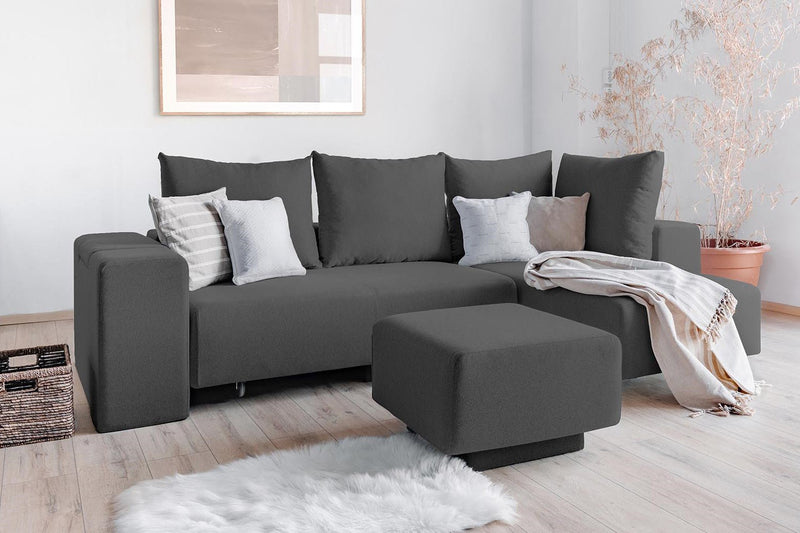 Modulares Sofa Amelie mit Schlaffunktion - Anthrazit-Mollia - Livom