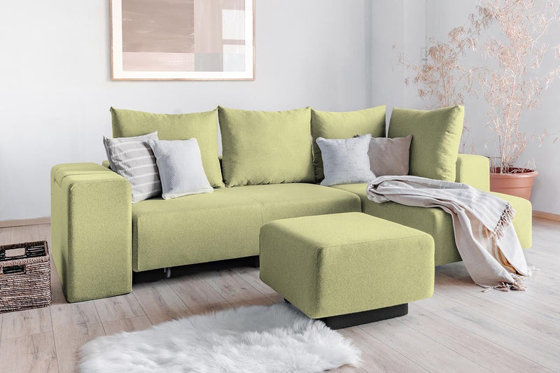 Modulares Sofa Amelie mit Schlaffunktion - Hell-Grün-Mollia - Livom