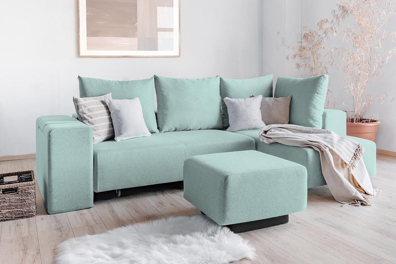 Modulares Sofa Amelie mit Schlaffunktion - Minze-Mollia - Livom