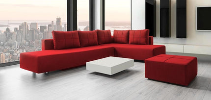 Modulares Sofa Amy mit Schlaffunktion - Rot-Velare - Livom