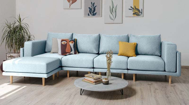 Modulares Sofa Donna XL mit Schlaffunktion - Pastel-Blau-Mollia - Livom