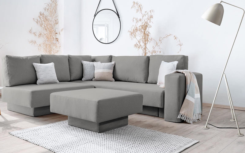 Modulares Sofa Jessica mit Schlaffunktion - Grau-Mollia - Livom