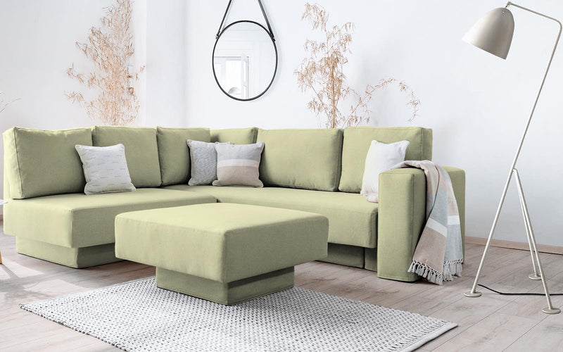 Modulares Sofa Jessica mit Schlaffunktion - Hell-Grün-Mollia - Livom