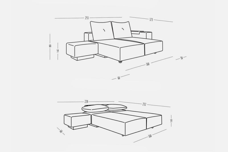 Modulares Sofa Marie mit Schlaffunktion - Livom